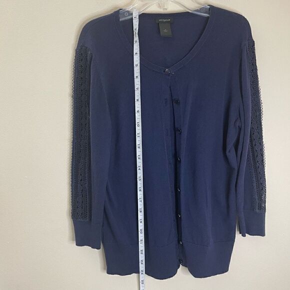 Ann Taylor|Button up|Cardigan|100% Cotton| open knit sleeves|Medium - Picture 3 of 13